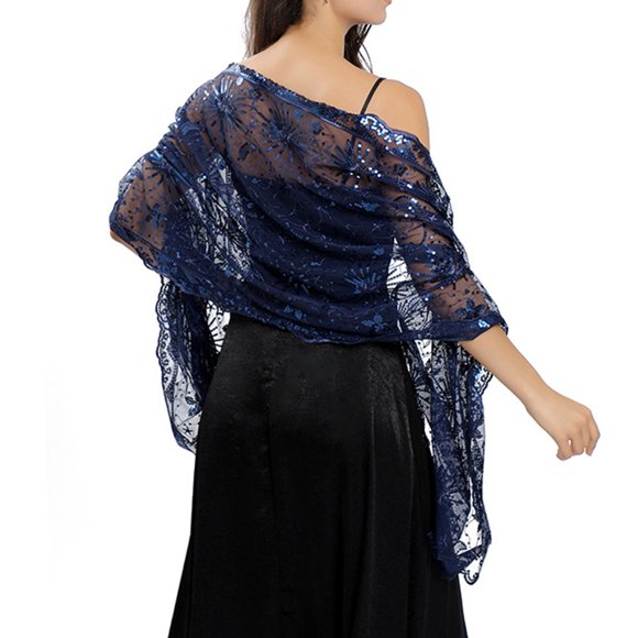MYG Sequin Glitter Beaded Shawl Scarf Wrap Formal Evening Party Prom Wedding