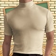 thumbnail image 2 of Mens T Shirt Summer Turtleneck Solid High Collar Short Sleeve Tops Soft Lightweight Casua Slim Fit Workout Basic Tees, 2 of 4