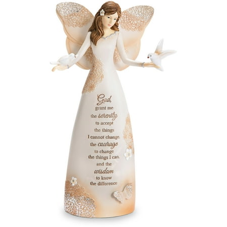 Baptism Angel Figurine - Pavilion Gift Company - Light Your Way Every Day - God, Grant me the Serenity Floral Butterfly Angel Figurine Holding Doves 9