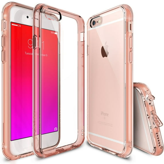 Ringke Fusion Case Compatible with iPhone 6s Plus, Transparent PC Back TPU Bumper Drop Protection Phone Cover - Rose Gold