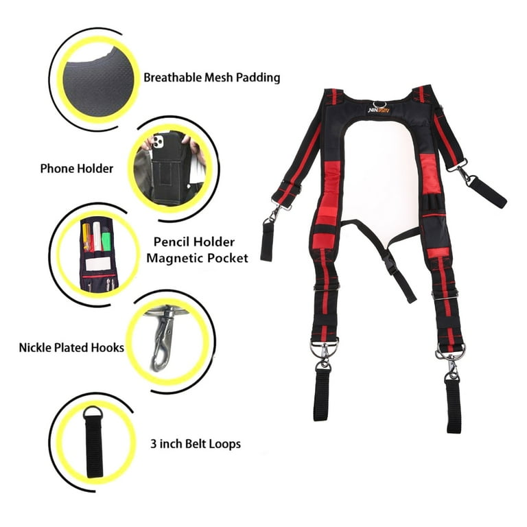 Magnetic Suspenders Tool Belt Suspenders for w/ Phone Holder