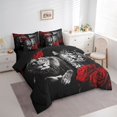 thumbnail image 3 of Feelyou Couple Lion Wildlife Bedding Comforter Set 7pcs, Romantic Jungle Animal Queen Bedding Sets, Red Anniversary Rose Reversible Queen Sheet Sets, Ultra Soft Bedroom Decor, 3 of 8