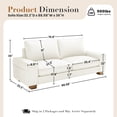 thumbnail image 3 of Poshby 88.58''W Faux Leather Sofa 3 Seater Couch with Side Pockets, Wide Arms for Living Room, White, 3 of 8