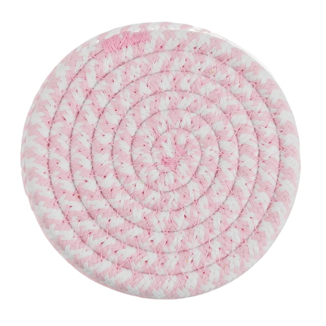 Anmrize Solid Color Braided Mats, Cotton Absorbent Cup Pads, Everyday Table Decor, Multi-Color Coaster Set, Woven Cotton Round Coasters, Solid Color Braided Drink Mats for Casual Home Decor, R