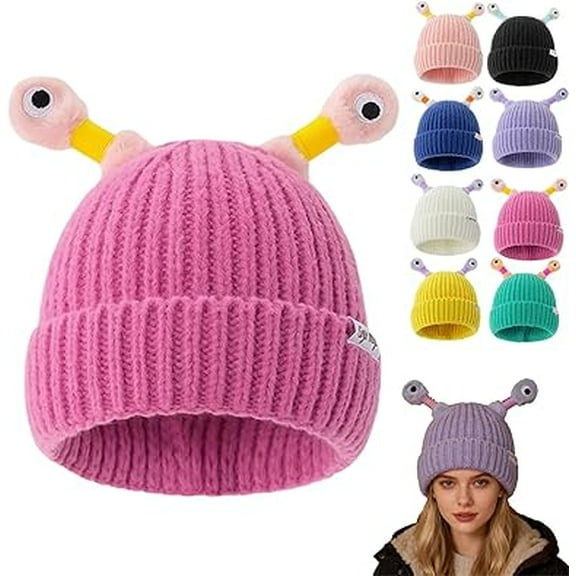 Glowing Monster Knit Hat - Retractable Tentacles Cute Funny Winter Beanie, Cartoon Monster Hat