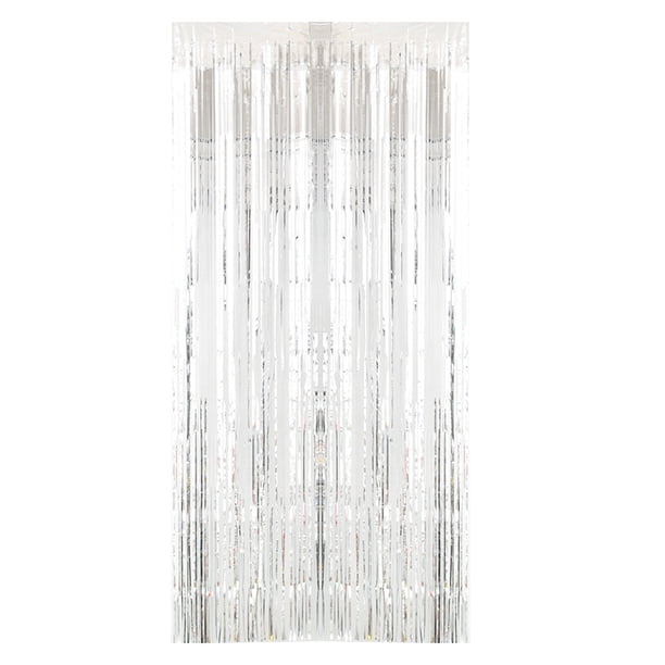 Matsuzay 1x2m lámina de Metal flecos cortina flecos telón de fondo fotografía accesorios cumpleaños boda fiesta decoraciones suministros Kits de decoración para fiestas plata Matsuzay HA2106-02