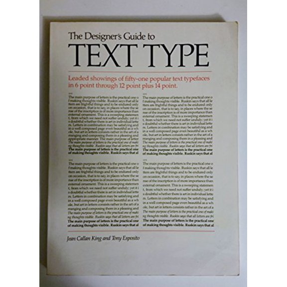 Pre-Owned The Designer's Guide to Text Type: Leaded Showings of Fifty-One Popular Text Typefaces in 6 Point Through 12 Point Plus 14 Point, 9780442254254, 0442254253, Paperback,