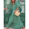 thumbnail image 4 of Peyakidsaa Women Boho Floral Puff Sleeve Tiered Maxi Dress Casual Layered Loose Vacation Beach Long Dress, 4 of 6