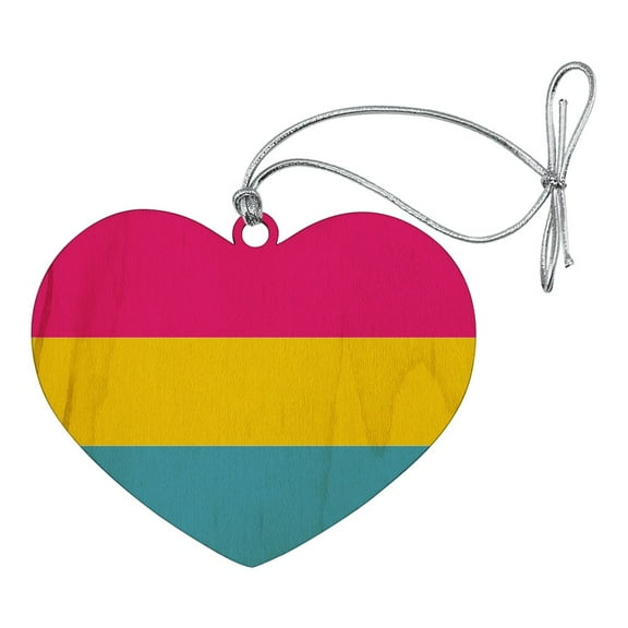 Pansexual Pansexuality Pride Flag Heart Love Wood Christmas Tree Holiday Ornament