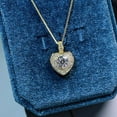 thumbnail image 2 of GRA Certified 1 carat Round Cut D/VVS1 Natural Moissanite Heart shaped Pendant With Chain 18" In 14K Yellow Gold Plated Silver, 2 of 5