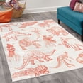 thumbnail image 2 of Jurassic Decorative Rug, Arrangement of Various Dinosaurs Illustrations Skeleton Biology Historic, Quality Carpet for Bedroom Dorm and Living Room, 6 Sizes, Dark Coral, by Ambesonne, 2 of 4