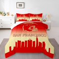 thumbnail image 2 of Erosebridal American Football Bedding Set Full Size San Francisco Comforter Set Gifts for Football Fans Women Men Football City Comforter Rugby Sports Duvet Set Yellow Red Room Decor, 2 of 7