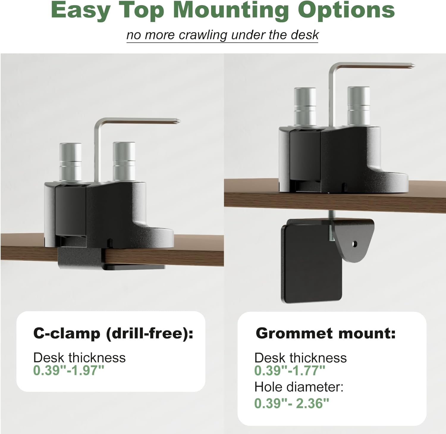 Dual Monitor Mount for Two Ultrawide Screens 13-34 Inch, Full Motion Gas Spring Arms with VESA 75/100mm, Desk Clamp & Grommet Base,  Management, Holds  to 26.4lbs Each