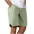 thumbnail image 2 of YUGYXL Mens Straight Cargo Shorts Drawstring Big and Tall Loose Hiking Shorts with Zipper Pockets Outdoor Exercise Shorts Green M, 2 of 3
