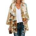 thumbnail image 1 of Nouveaux Hauts pour Femmes 2023 Mode Décontractée Col Rond Imprimé Blouse Manches Longues T-Shirt Grande Taille Automne Boutons Hauts Manches Longues pour Femmes, 1 of 5