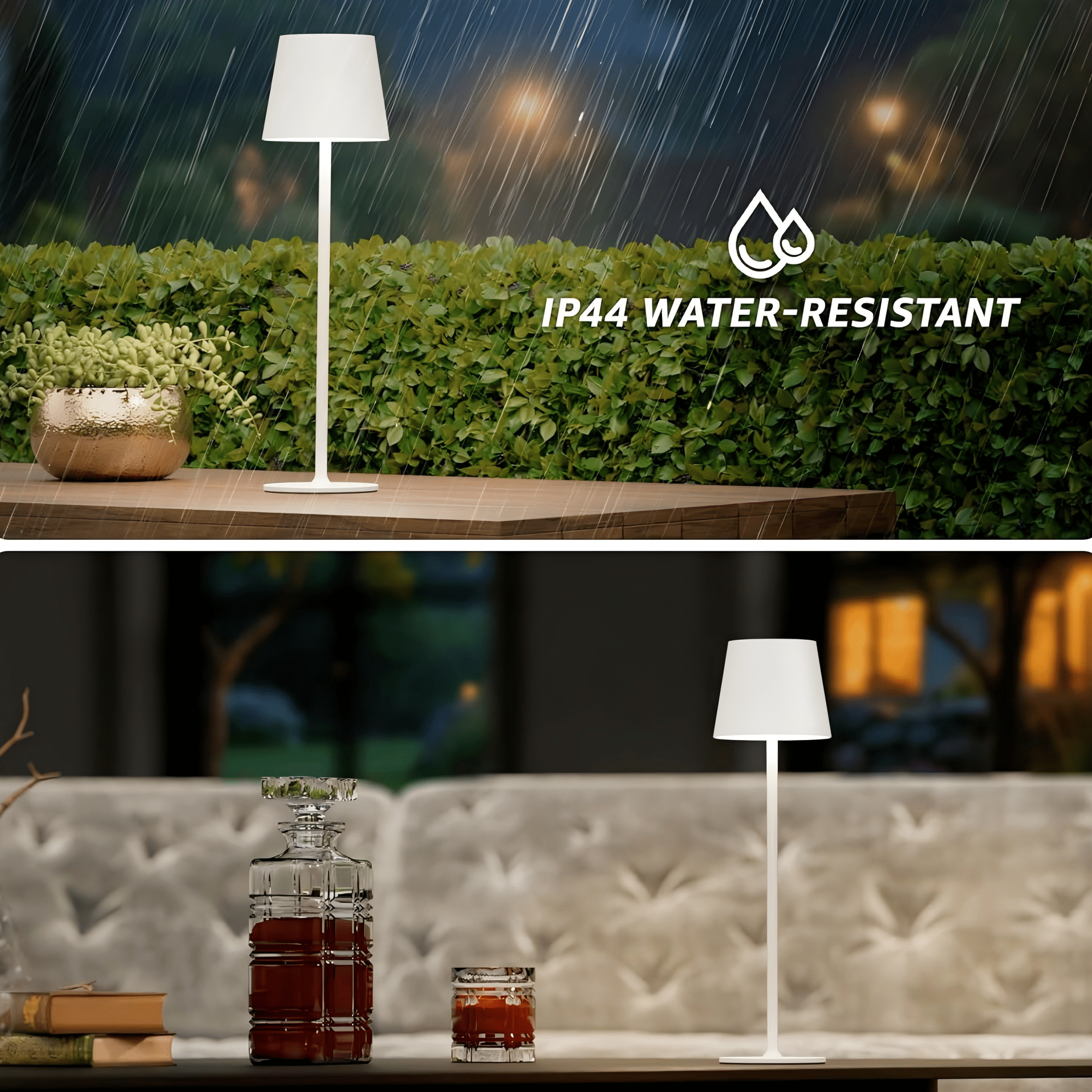 Postlucky 2 Pack 15" Cordless Rechargeable Table Lamp, 3 Colors Dimmable Touch Lamp for Restaurant/Bedroom/Home, Matte White