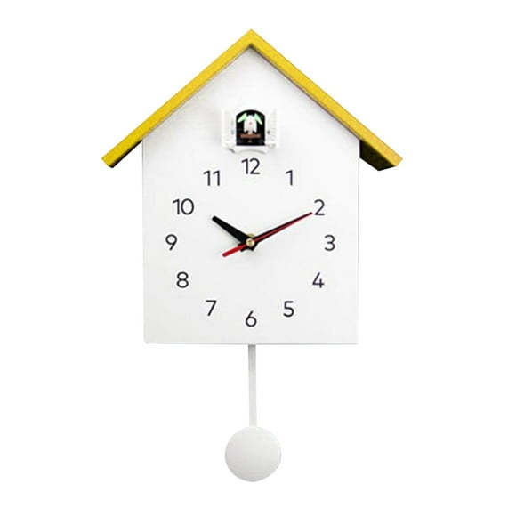 veasfak Horloge Coucou, Voix d'Oiseau Naturelle Ou Horloge Coucou, Pendule Horloge Oiseau, Art Mural, Jaune