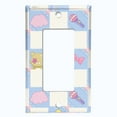 thumbnail image 2 of Metal Light Switch Wall Plate Outlet Cover (Blue White Toy Chest Crate Box Star Check Pattern - Single Rocker), 2 of 2
