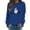 Blue, variant on Fgnfyis Women's Halloween Printed Round Neck Long Sleeved Sweatshirt Pullover and Hoodie Hoodies for Women White L