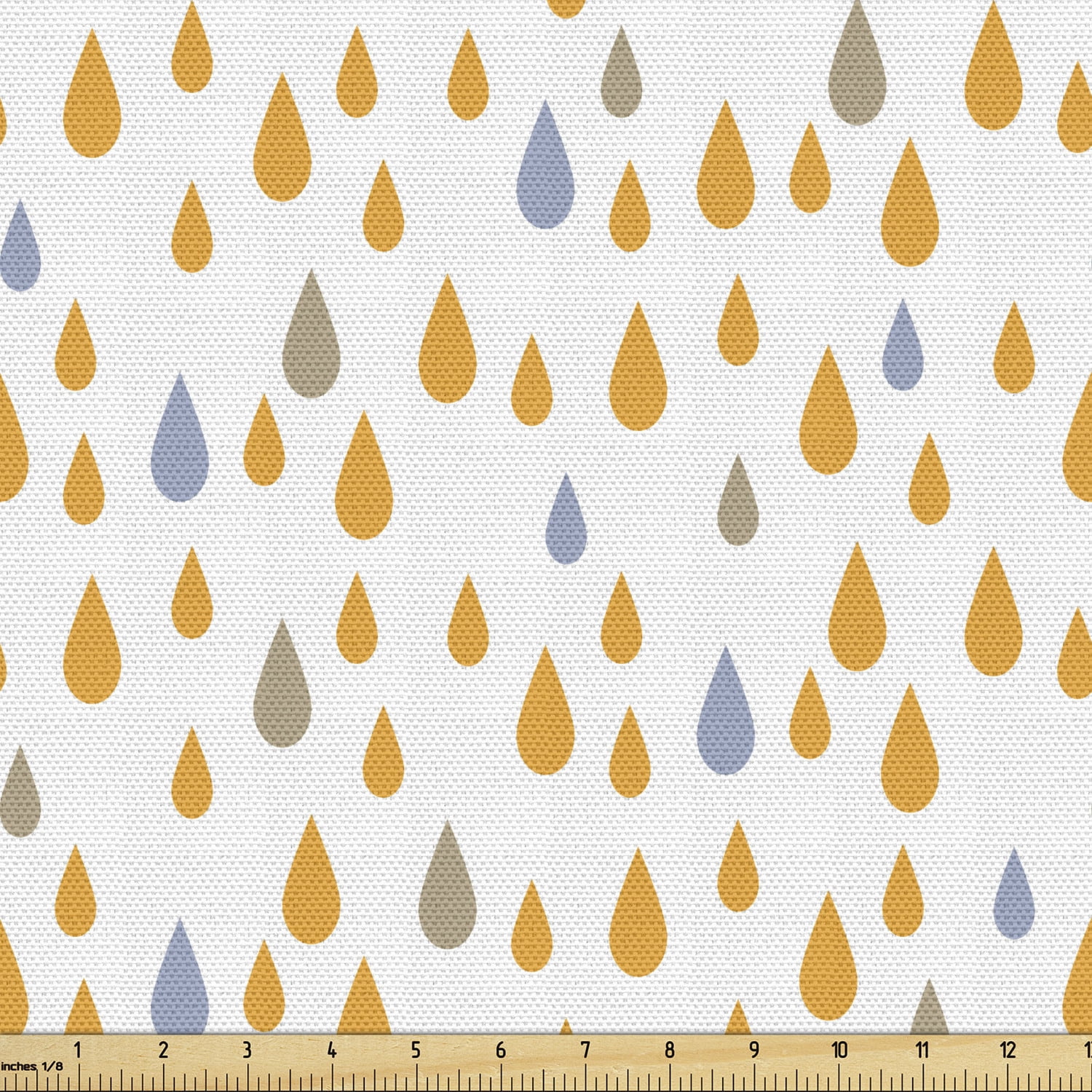 Rain Fabric by the Yard, Minimalist Style Simplistic Illustration of