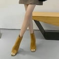 thumbnail image 7 of Bnwani Boots Women Fall Winter Fashion Square Zipper High-Heel Thick High 0 Boot Yellow Size 7, 7 of 7
