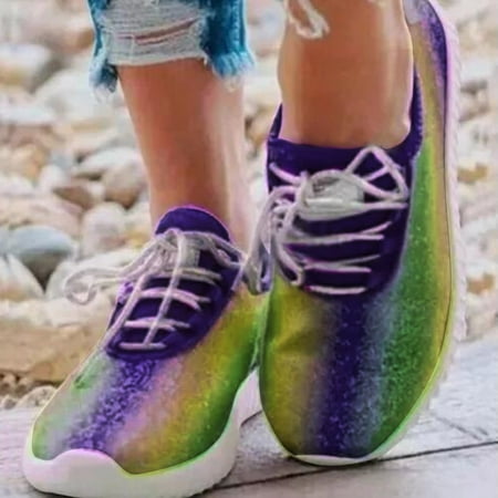 

Egmy Women S Flat Sequined Rainbow Color Casual Single Shoes Sneakers