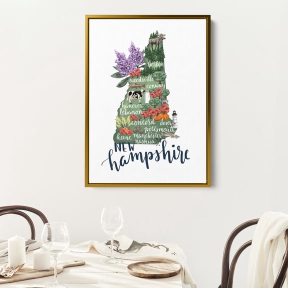 New Hampshire Art Map Home State Illustration Nh Wall Art Gift Print Or Art, Unframed Paper Print