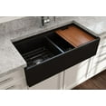 thumbnail image 4 of BOCCHI Contempo Apron Front Step Rim Fireclay 36 in. Double Bowl Kitchen Sink with Protective Bottom Grid and Strainer in Matte Black, 4 of 6