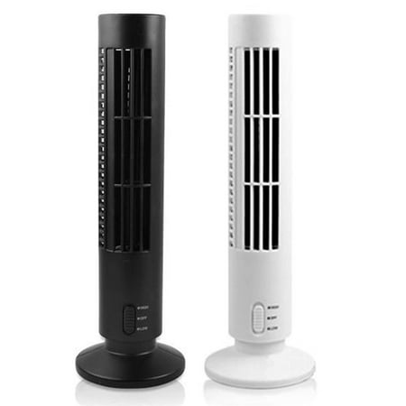 

USB Powered Tower Shape Fan Mini Size Leafless Handheld Fan Cold Air Fan(Black)