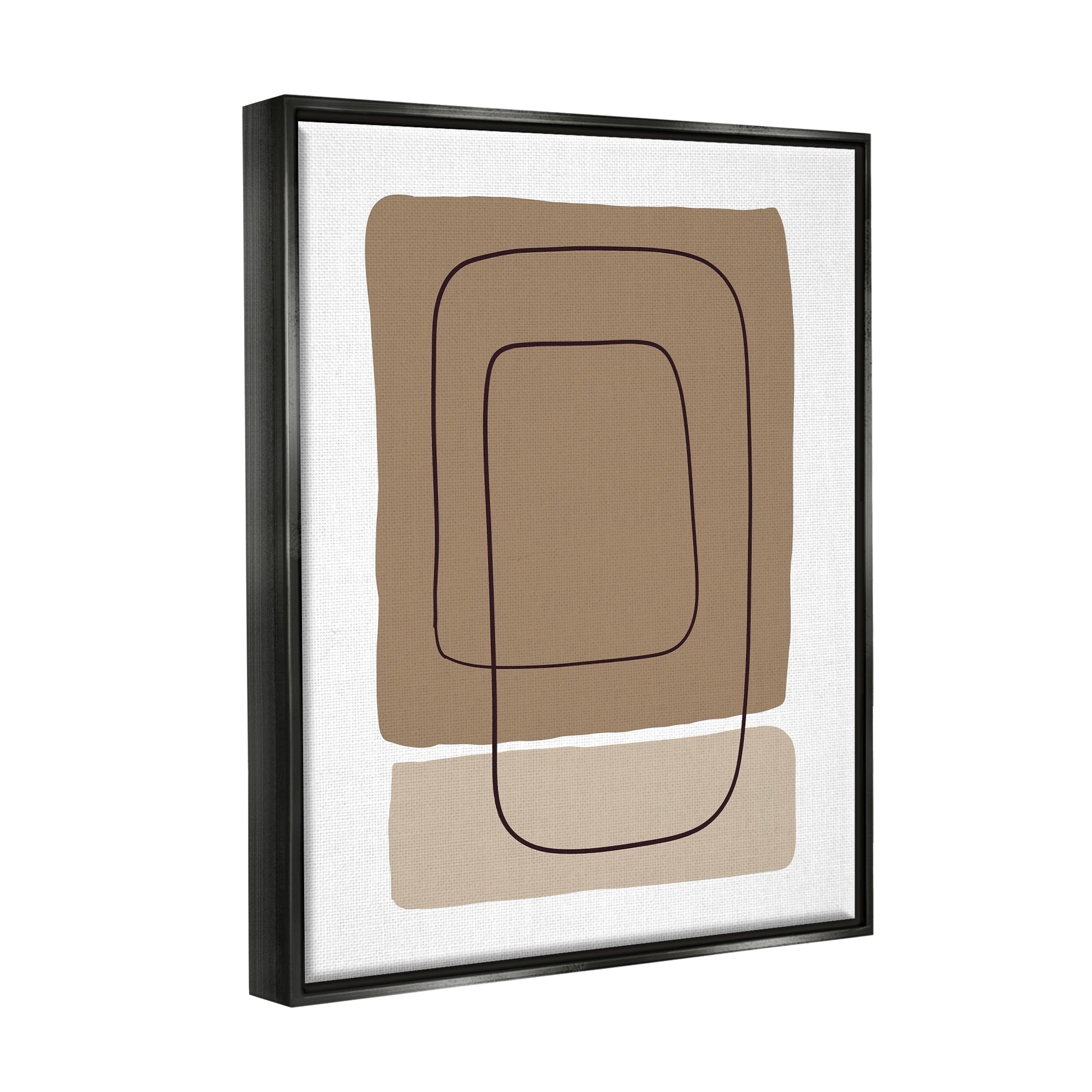 Stupell Industries Contemporary Geometric Square Shapes Simple Squiggle Line Graphic Art Jet Black Floating Framed Canvas Print Wall Art, Design by Alpenglow Workshop