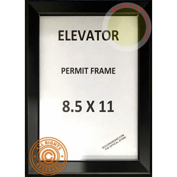 Elevator Permit Frame 8.5x11 (Black, Heavy Duty - Aluminum) (ref-2201)