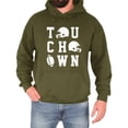 thumbnail image 3 of Touchdown Football Hoodie Distressed Game Day Tailgate Pullover Sweatshirt, Army Green, L, 3 of 8