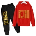 thumbnail image 2 of Conjunto de sudadera con capucha para niños con estampado de Ronaldo 2024, pantalones con capucha de vellón de otoño e invierno, ropa deportiva informal de dos piezas para niños, 2 of 5