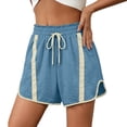 thumbnail image 3 of Yievot Cotton Athletic Shorts for Women Striped Elastic Waist Drawstring Lightweight Workout Gym Running Shorts, 3 of 4