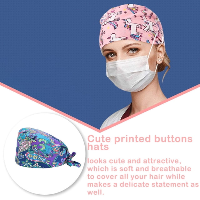 VONKY Gourd Caps Nurse Durability Pure Color Button Professional Assorted Colors Tie Back Work Uniform Operating Hats L32