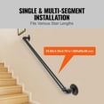 thumbnail image 4 of VEVOR Pipe Stair Handrail,2FT Staircase Handrail, 440LBS Load Capacity Carbon Steel Pipe Handrail, Industrial Pipe Handrail with Wall Mount Support, Round Corner Wall Handrailings for Indoor,Outdoor, 4 of 9