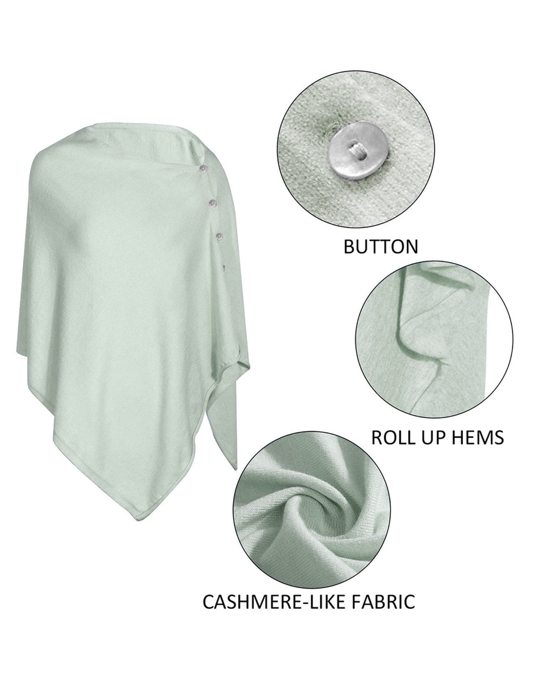 StylesILove Multi-Use Knit Nursing Shawl Poncho Adjustable Buttons for Breastfeeding Protection Nursing Cover Multi-Way Scarf