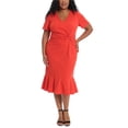 thumbnail image 1 of LONDON TIMES Womens Twist Front Scuba Dress, Red, Plus Size, 18W, 1 of 1