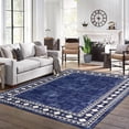 thumbnail image 2 of Nanan 10'x13' Modern Bordered Area Rug Geometric Carpet, Machine Washable Rug Non Slip Solid Indoor Rug for Living Room Bedroom Home Office, Blue, 2 of 9