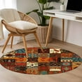 thumbnail image 4 of Round Rug 4Ft Washable Non-Slip, Boho Vintage Circle Area Rugs for Living Room Bedroom, Brown Ethnic Middle Century Geometric Indoor Floor Mats Carpet Runner for Home Decor Aesthetic, 4 of 8