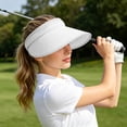 thumbnail image 3 of Women’s Linen Sun Visor Hat, Wide Brim UV Protection Cap, Lightweight Adjustable Headband Visor for Golf, Beach & Outdoor Activities(White), 3 of 5
