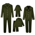 thumbnail image 4 of XDZJLR Family Matching Christmas Pajamas Set Parents Kids Long Sleeve Silk Like Satin Pure Color Two Piece Holiday Outfit,Loungewear Nightwear Pjs For Men Dad Army Green, 4 of 6