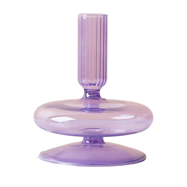(Single layer-Purple) Simple and creative glass vase candle holder