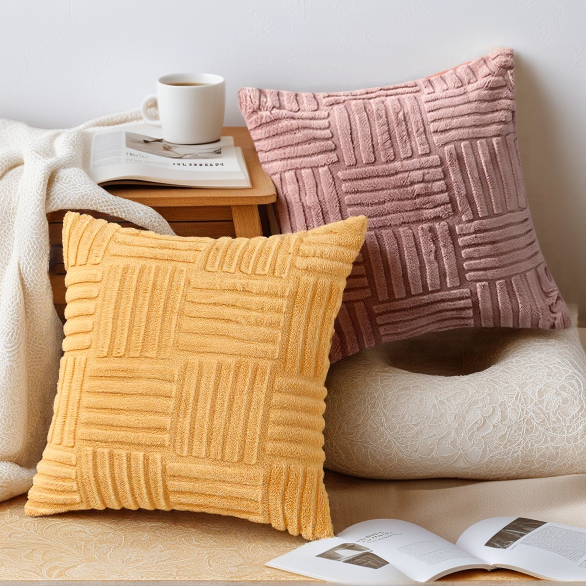 Unique Bargains Set of 2 Striped Soft Decorative Couch Pillow Cases Grey 12" x 20"