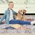 thumbnail image 4 of Wondo Moroccan Vintage Trellis Area Rug - Machine Washable Non-Slip Low-Profile 4x6 Floor Carpet for Living Room, Bedroom, Dining Room, Office & Nursery, Blue and Orange, 4 of 9