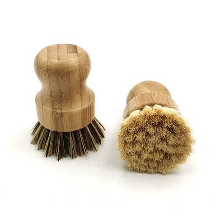 

Bamboo Dish Scrub Brush Natural Scrub Cleaning Brush Vegetable Brush for Dishes Cast Iron Pots Pans Used in Bathroom Kitchen Sink Household Cleaning(2 Pcs)
