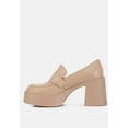 thumbnail image 3 of Elspeth Heeled Platform Leather Loafers in Sand, 3 of 5