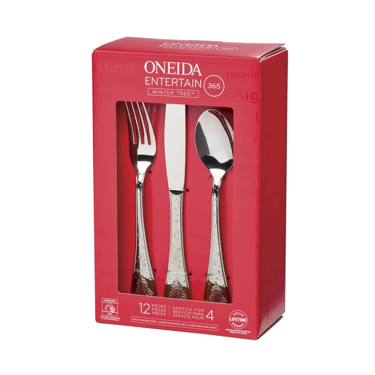 Oneida Merry & Bright Winter Tree 12-Piece Flatware Set - Walmart.com