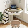 thumbnail image 3 of Corner Desk, Triangle Computer Desk with 4 Drawers, 90 Degree Writing Desk Makeup Vanity Desk, 3 of 6