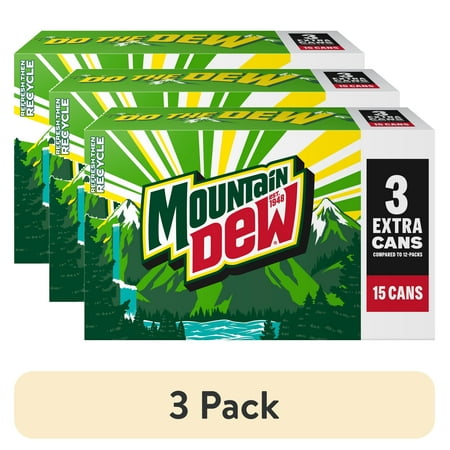 (3 pack) Mountain Dew Citrus Soda Pop, 12 fl oz, 15 Pack Cans